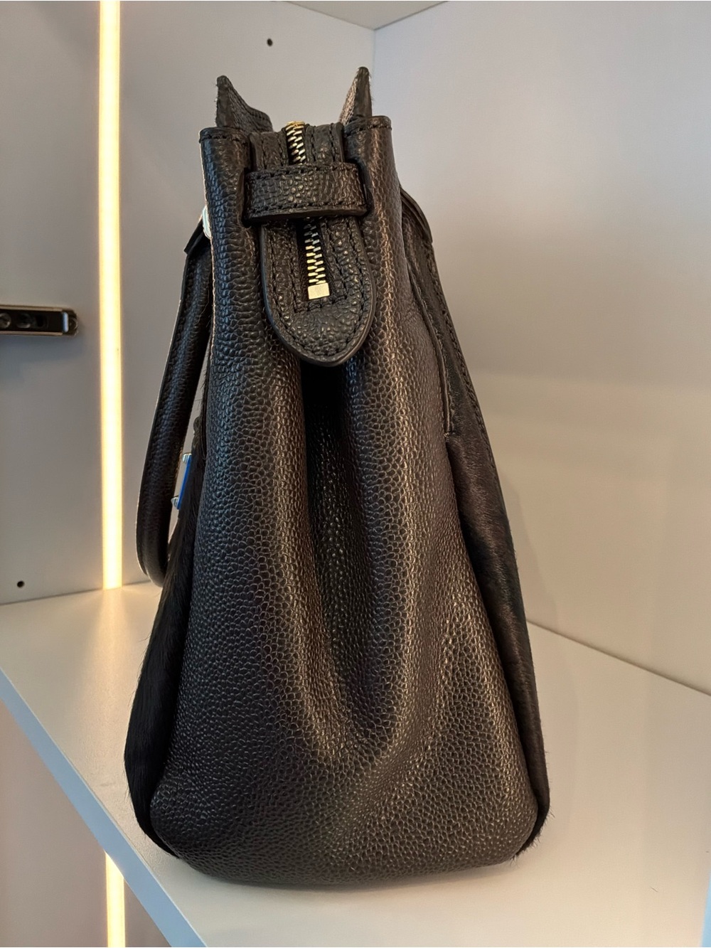 Henri Bendel Rare Black Pony Hair & Leather Satchel / Tote NWOT - Picture 9 of 12